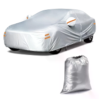 190T Polyester Auto Volledige Covers Alle Weer Automobielen Buiten Met Winddichte Strap 6 Reflecterende Strips voor Seda