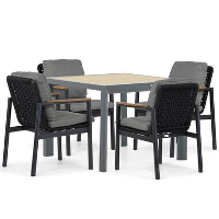 Tuinset 4 personen 100 cm Aluminium/rope Grijs Coco Ralph/Borello