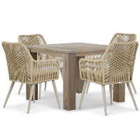 Tuinset 4 personen 100 cm Aluminium/wicker Taupe Coco Vedra/Brighton
