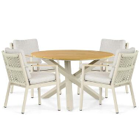Tuinset 4 personen 125 cm Aluminium/rope Taupe Coco Sevilla/Ancona