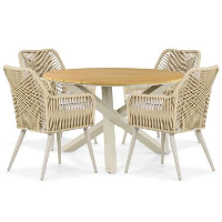 Tuinset 4 personen 125 cm Aluminium/rope Taupe Coco Vedra/Ancona