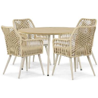 Tuinset 4 personen 125 cm Aluminium/rope Taupe Coco Vedra/Matale