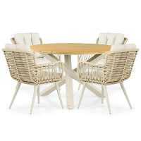 Tuinset 4 personen 125 cm Aluminium/wicker Taupe Coco Custa/Ancona
