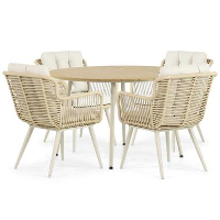 Tuinset 4 personen 125 cm Aluminium/wicker Taupe Coco Custa/Matale