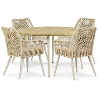 Tuinset 4 personen 130 cm Aluminium/rope Taupe Coco Vedra/Montana