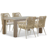 Tuinset 4 personen 165 cm Aluminium/wicker Taupe Coco Vedra/Brighton