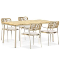 Tuinset 4 personen 180 cm Aluminium/Rope Taupe Coco Penya/Milou