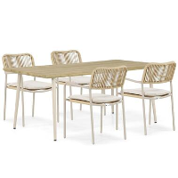 Tuinset 4 personen 180 cm Aluminium/rope Taupe Coco Penya/Montana