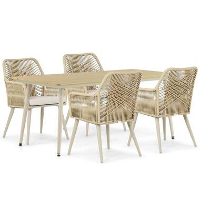 Tuinset 4 personen 180 cm Aluminium/rope Taupe Coco Vedra/Matale