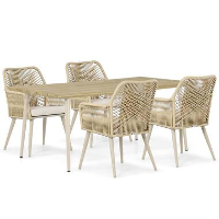 Tuinset 4 personen 180 cm Aluminium/rope Taupe Coco Vedra/Montana