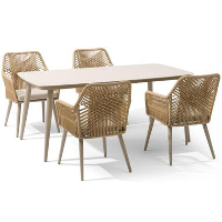 Tuinset 4 personen 180 cm Aluminium/rope Taupe Coco Vedra/Vienna