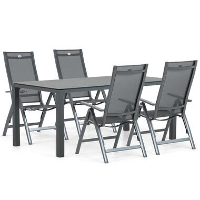 Tuinset 4 personen 180 cm Aluminium/textileen Grijs Hartman Royal