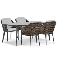Tuinset 4 personen 180 cm Aluminium/wicker Grijs Coco Olivine/Vienna