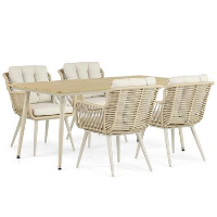 Tuinset 4 personen 180 cm Aluminium/wicker Taupe Coco Custa/Matale