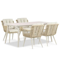 Tuinset 4 personen 180 cm Aluminium/wicker Taupe Coco Custa/Vienna