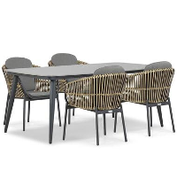 Tuinset 4 personen 180 cm Aluminium/wicker Taupe Coco Nathan/Vienna