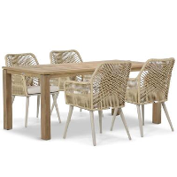 Tuinset 4 personen 180 cm Aluminium/wicker Taupe Coco Vedra/Bristol