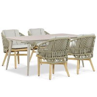Tuinset 4 personen 180 cm Teakhout/rope Naturel teak Coco Almeria/Vienna