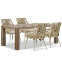 Tuinset 4 personen 200 cm Aluminium/wicker Taupe Coco Vedra/Brighton