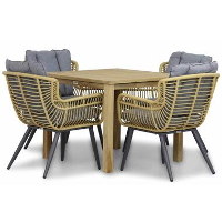 Tuinset 4 personen 90 cm Wicker/Aluminium/Aluminium/wicker Taupe Coco