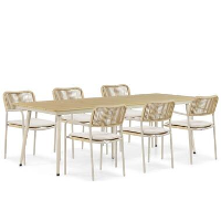 Tuinset 6 personen 240 cm Aluminium/rope Taupe Coco Penya/Matale