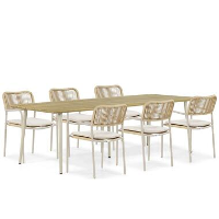 Tuinset 6 personen 240 cm Aluminium/rope Taupe Coco Penya/Montana