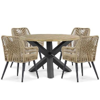 Tuinset Ronde tuintafels 4 personen 120 cm Aluminium/wicker Taupe Coco