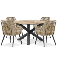 Tuinset Ronde tuintafels 4 personen 125 cm Aluminium/wicker Taupe Coco
