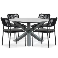 Tuinset Ronde tuintafels 4 personen 130 cm Aluminium/rope Grijs Coco