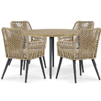 Tuinset Ronde tuintafels 4 personen 130 cm Aluminium/wicker Taupe Coco