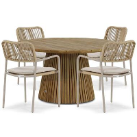 Tuinset Ronde tuintafels 4 personen 140 cm Aluminium/rope Taupe Coco