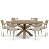 Tuinset Ronde tuintafels 6 personen 160 cm Aluminium/rope Taupe Coco