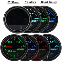Turbo Boost Gauge Vacuum Pressure Meter 7 Kleur LED 1~2 Bar Zwarte Lens VK 2