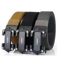 TUSHI Sterke Metalen Automatische Gesp Zwarte Ceinture Slijtagebestendig Tough 125cm Nylon Riemen Voor Mannen Ademend Ca