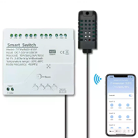 Tuya 7 32V 4CH WiFi Slimme Relais Schakelaar met Temperatuurvochtigheidssensor Passieve Droge Contact Schakelaar RF433 m