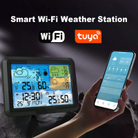 Tuya Wi Fi Weerklok Binnen  en Buitentemperatuur en Hygrometer Draadloos Multifunctioneel Weerstation
