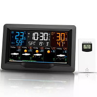 Tuya WIFI Slimme Weerstation Kleurenbeeldscherm APP Controle Weer Alarm Klok Interne en Externe Temperatuur Vochtmeetapp