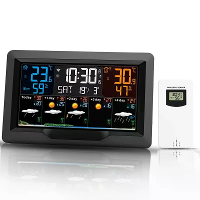 Tuya WiFi Weerstation Kleurenbeeldscherm Binnen Buiten Temperatuur Vochtigheidsmonitor Multifunctionele Weer Alarmsklok