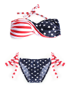 Twisted Sexy Bandeau Tube American Flag Stars Striped Women's Bikini
