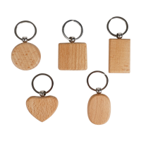 TWOTREES® 5 delige lege houten sleutelhanger Diy houten sleutelhanger Sleutelhanger Anti verloren houtaccessoires voor l