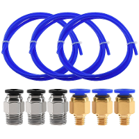 TWO TREES® 3 stuks 1 meter Blauwe PTFE buis + 3 PC4 M6 Pneumatische connector + 3 PC4 M10 Connectors voor 3D printer 1.7