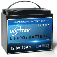 Ubetter 12.8V LiFePO4 50Ah Batterij Oplaadbare Lithium Batterij met BMS Meer dan 4000 keer diepe cyclus Perfecte vervang