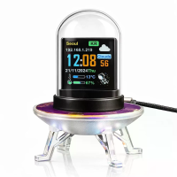 UFO Slim Horloge WiFi Weer Tijd Weergave Crypto Aandelen Monitor RGB LED Bureauklok Multi Functie