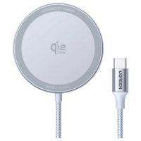 UGREEN MagFlow Wireless Charger 25 W Qi standaard Magsafe Grijs Mobiel Overstroombeveiliging, Magneet, Wireless Charger, Snellader