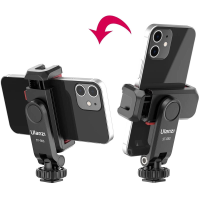 Ulanzi ST 06S Telefoonclip met twee koude schoenen Verticale opnamen Smartphoneklemhouder Houder voor statief DSLR camer