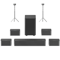 Ultimea Poseidon D80 460W 7.1CH Soundbar met Steady 300 Statieven 4 Bedrade Surround Speakers 6.5