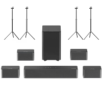 ULTIMEA Poseidon D80 7.1CH Dolby Atmos Soundbar met 2X Steady 300 standaards 4 bedrade surround luidsprekers 6.5