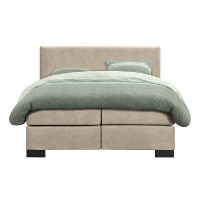 UMIX boxspring op maat Iver   lederlook beige   140x200 cm   Leen Bakker