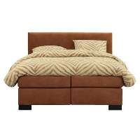 UMIX boxspring op maat Iver   lederlook cognac   160x200 cm   Leen Bakker