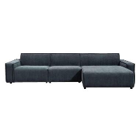 UMIX hoekbank Brooklyn traagschuim rechts   blauw   Leen Bakker